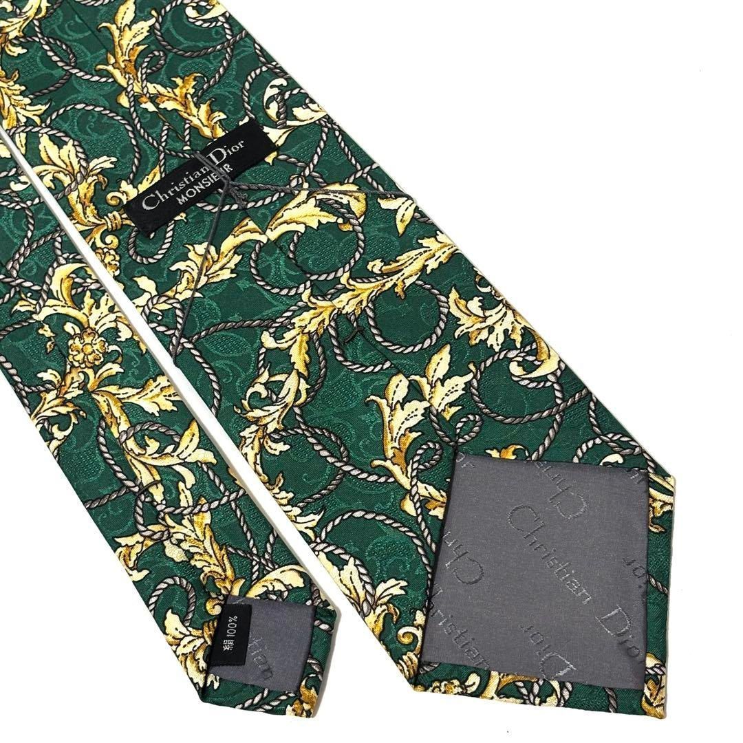 未使用・タグ付き✨ クリスチャンディオール ネクタイ 光沢 花柄 緑