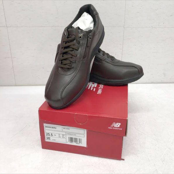 E 0469 balance ニュー ンス ウォーキングシューズ MW 863 防水 ファスナー 幅広 ワイド メンズ 通勤 通学 シューズ スニーカー 靴 くつ BR 2 ブラウン 25.5 cm