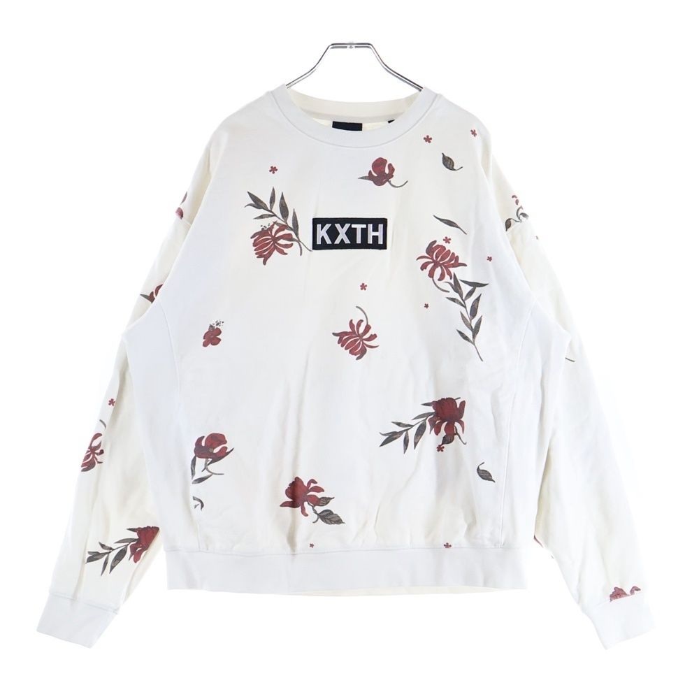 KITH キス ボックスロゴ フローラル クルーネック スウェット トレーナー ホワイト KH 2703