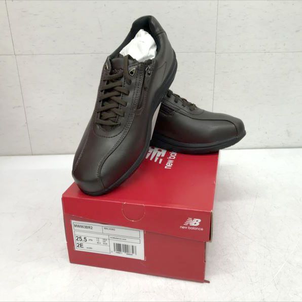 E 0470 balance ニュー ンス ウォーキングシューズ MW 863 防水 ファスナー 幅広 ワイド メンズ 通勤 通学 シューズ スニーカー 靴 くつ BR 2 ブラウン 25.5 cm