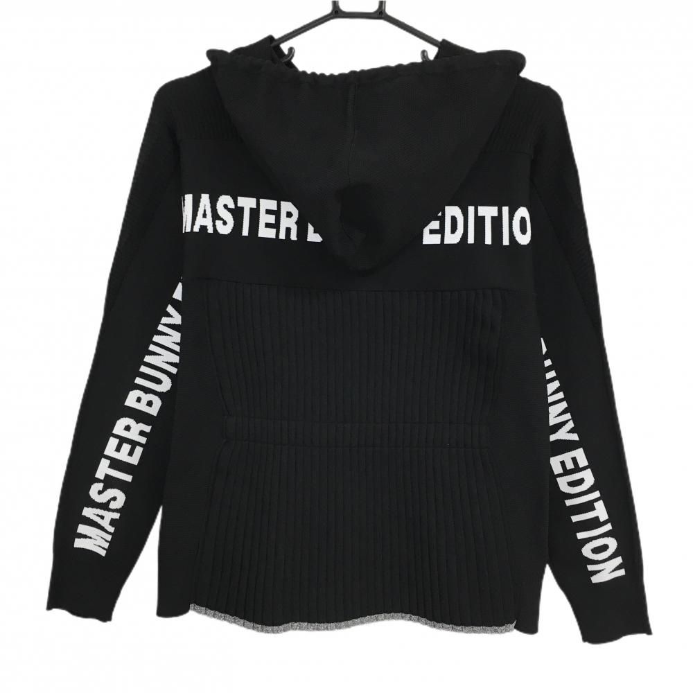 超 マスターバニー ジップニットパーカー 黒 白 背面ロゴ 後裾プリーツ レディース 0 S ゴルフウェア MASTER BUNNY EDITION