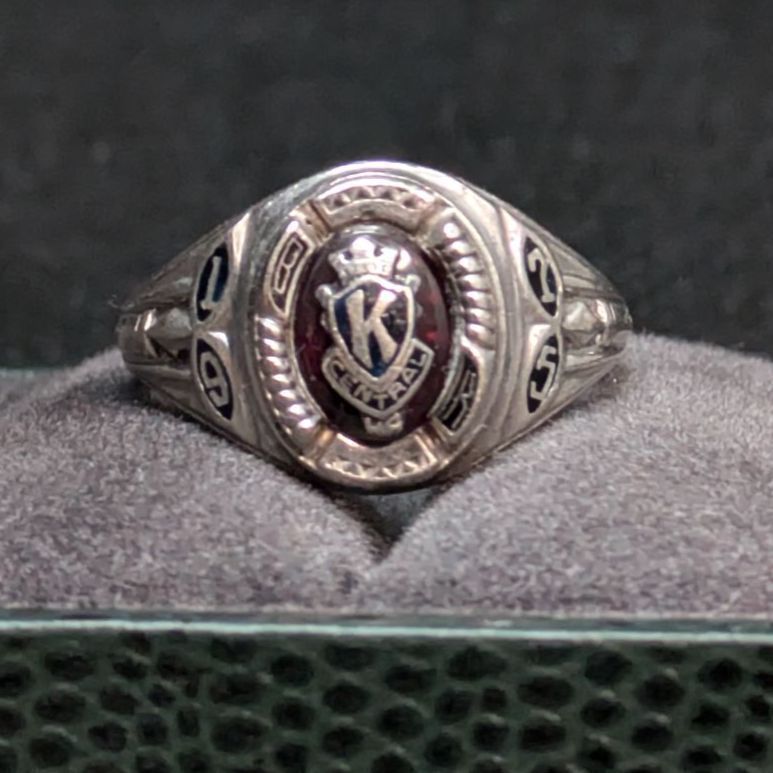 JOSTENS 1975年 スターリングシルバー925 カレッジリング 赤 黒 - メルカリ