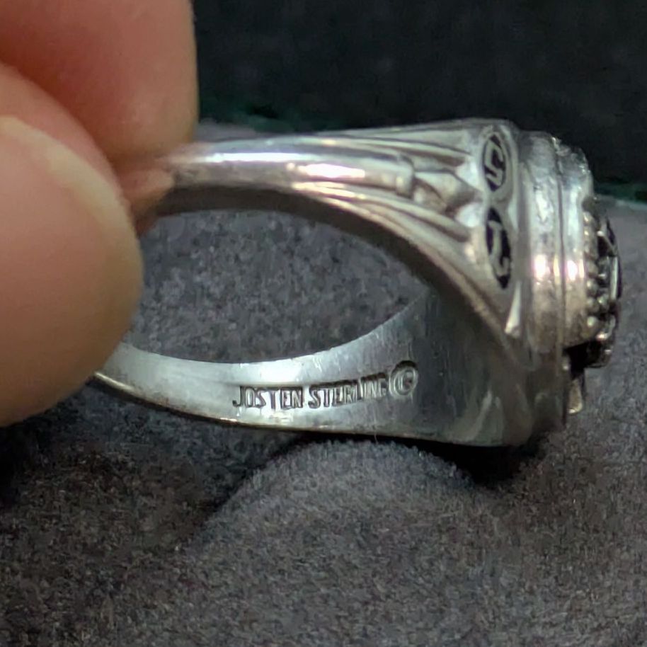 JOSTENS 1975年 スターリングシルバー925 カレッジリング 赤 黒 - メルカリ