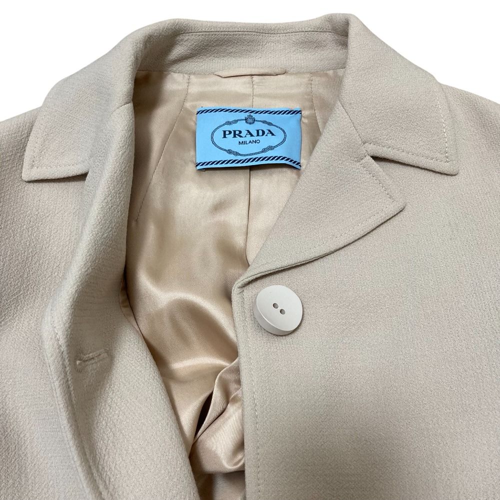 美品 PRADA プラダ スリーブデザイン バージンウール ロングコート