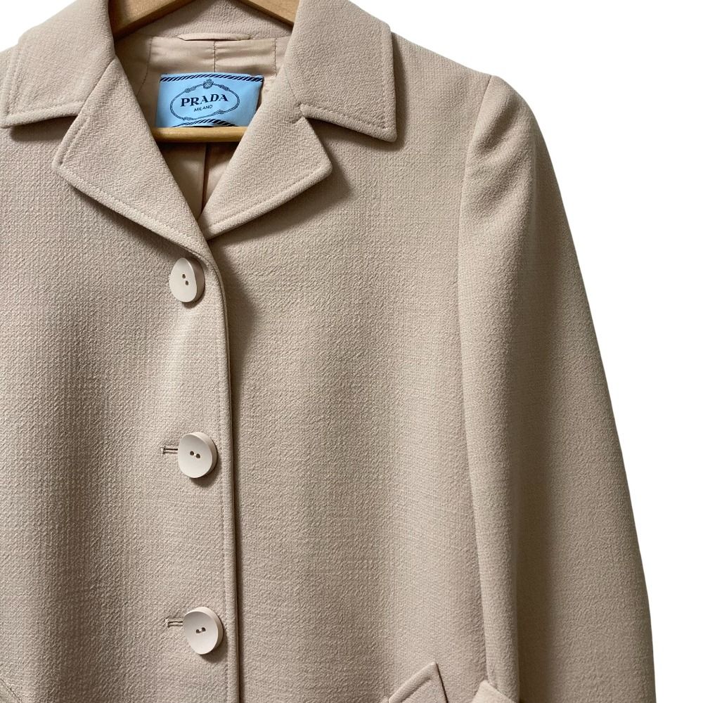 美品 PRADA プラダ スリーブデザイン バージンウール ロングコート