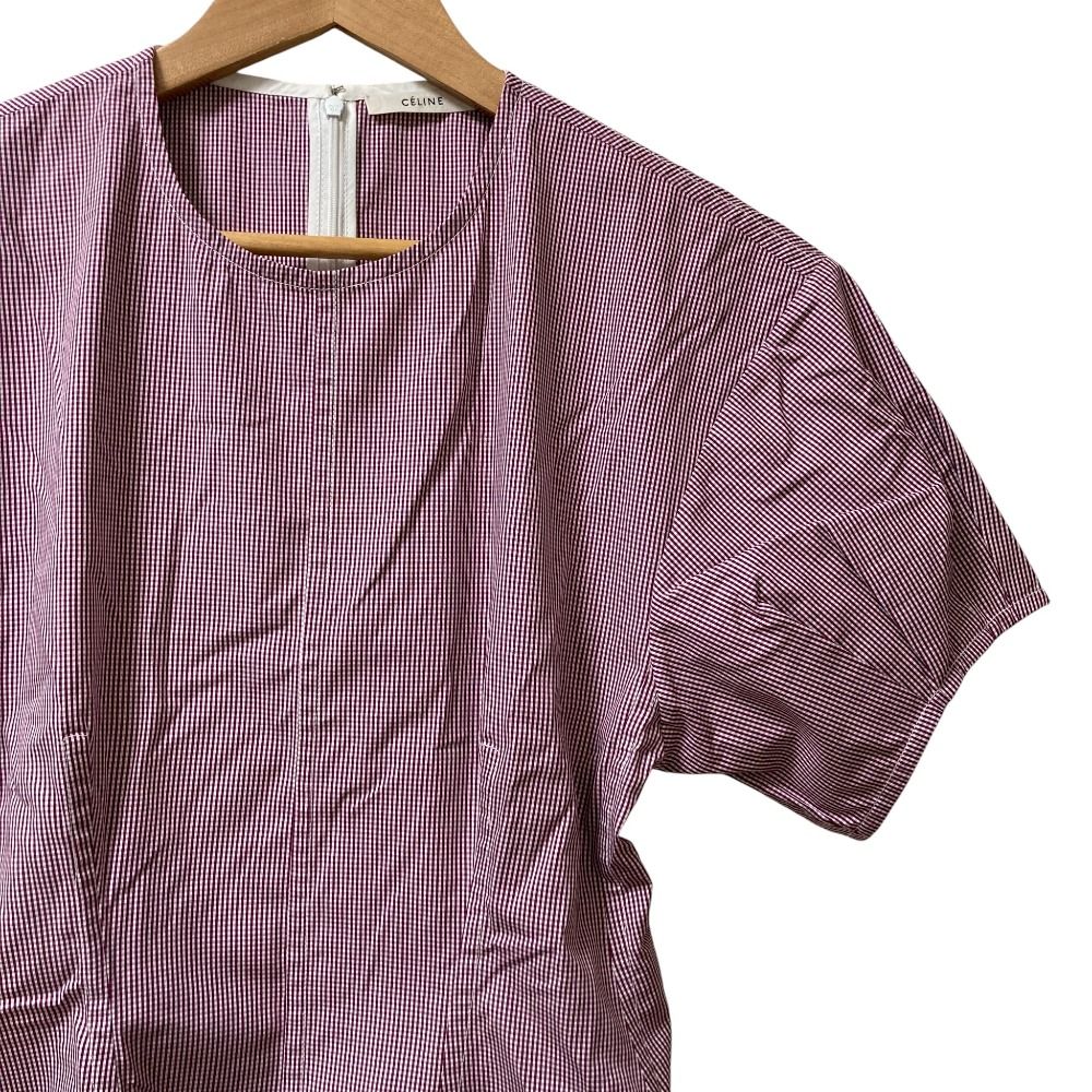 CELINE セリーヌ フィービー期 ギンガムチェックワンピース サイズ40 レッド ホワイト レディース 古着