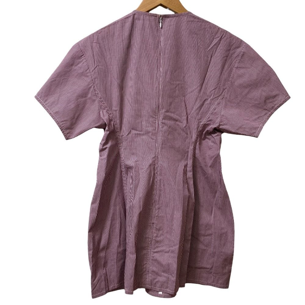  CELINE セリーヌ フィービー期 ギンガムチェックワンピース サイズ40 レッド ホワイト レディース 古着 ノースリーブ ミニワンピース