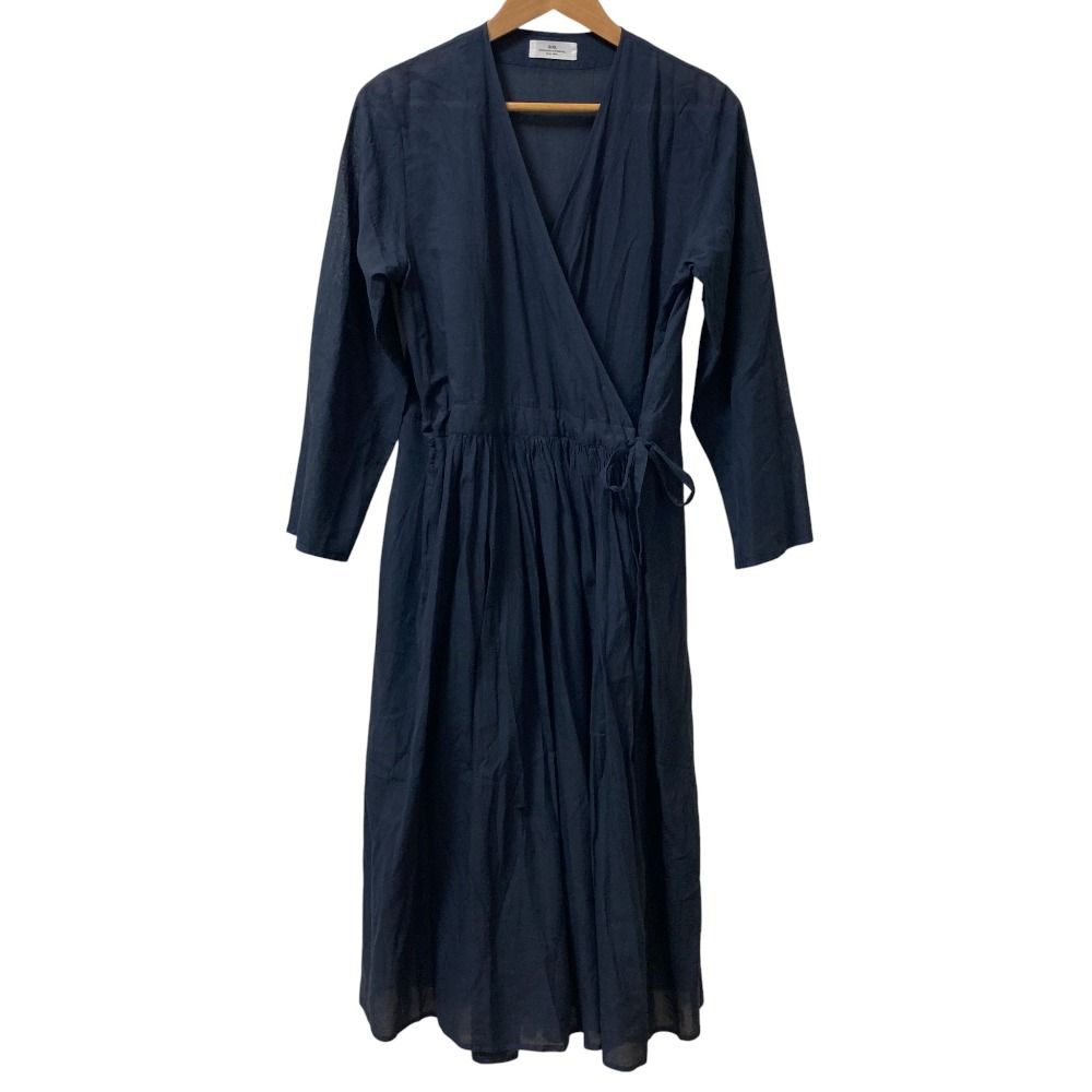 SOIL ソイル カシュクール ラップロングワンピース サイズ2 ネイビー レディース 古着