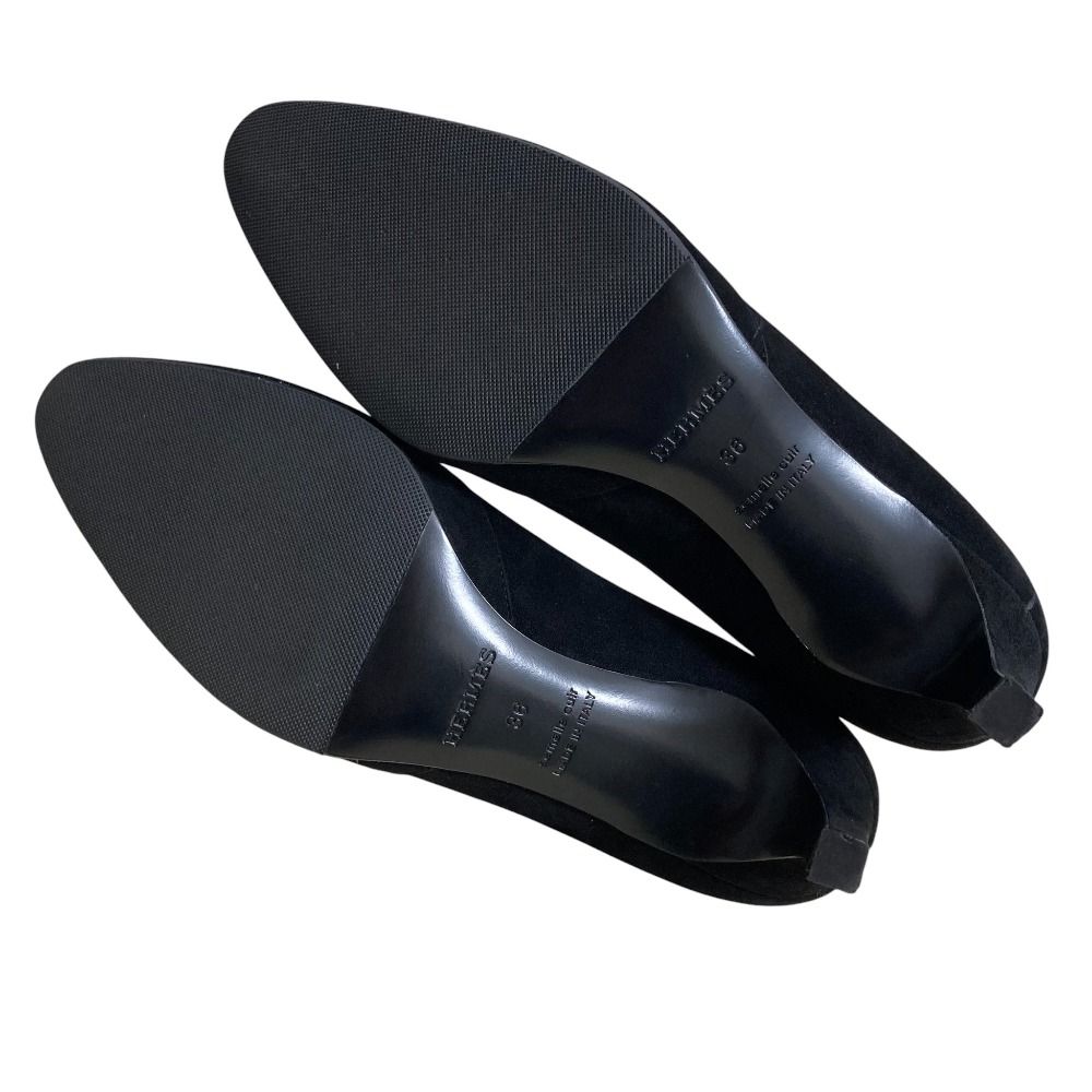 新品同様 HERMES エルメス スエードパンプス サイズ36 約23cm ブラック