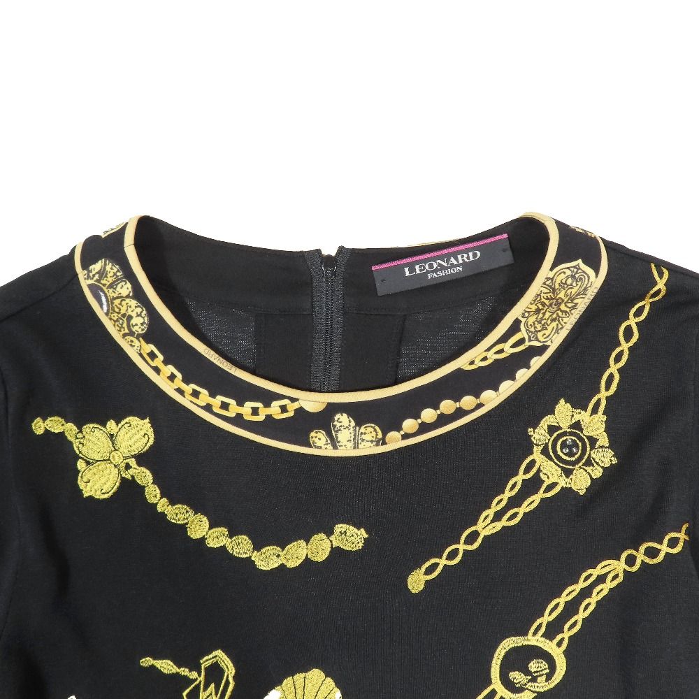 近年美品　LEONARD レオナール　ラインストーン　　チュニック　42 美品 LEONARD FASHION レオナール ミニワンピース チュニック