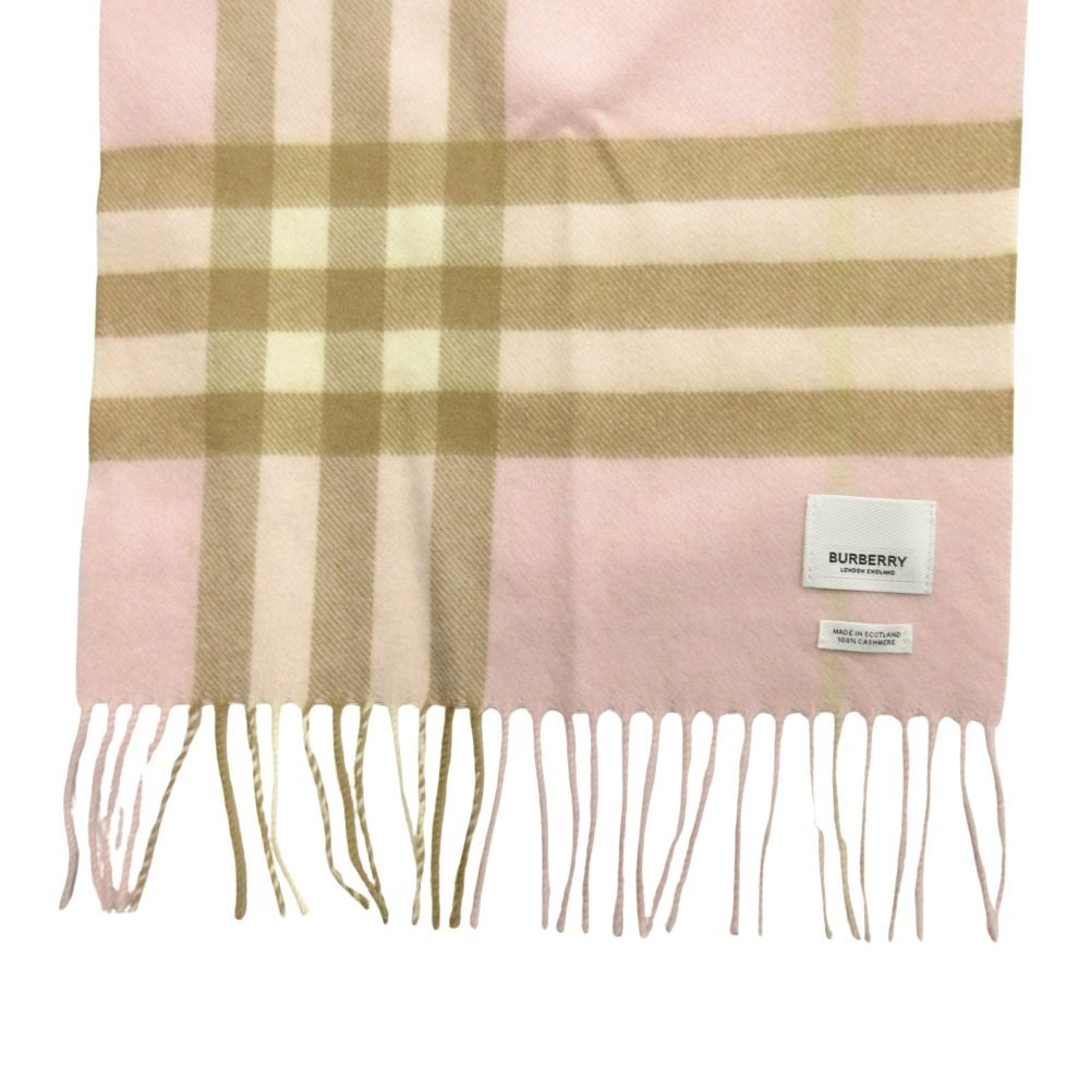  バーバリー カシミヤ アラバスター チェック マフラー ストール フリンジ 168 30 cm ピンク ベージュ レディース 古着 マフラー 小物