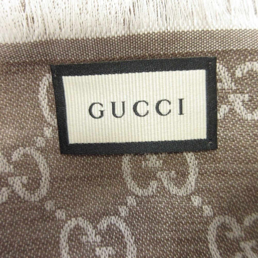 未使用 GUCCI グッチ ウール シルク GG柄 大判スカーフ ストール