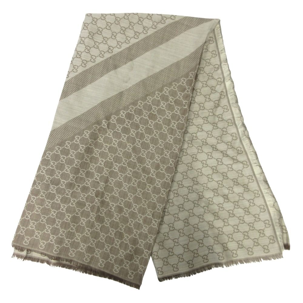 未使用 GUCCI グッチ ウール シルク GG柄 大判スカーフ ストール