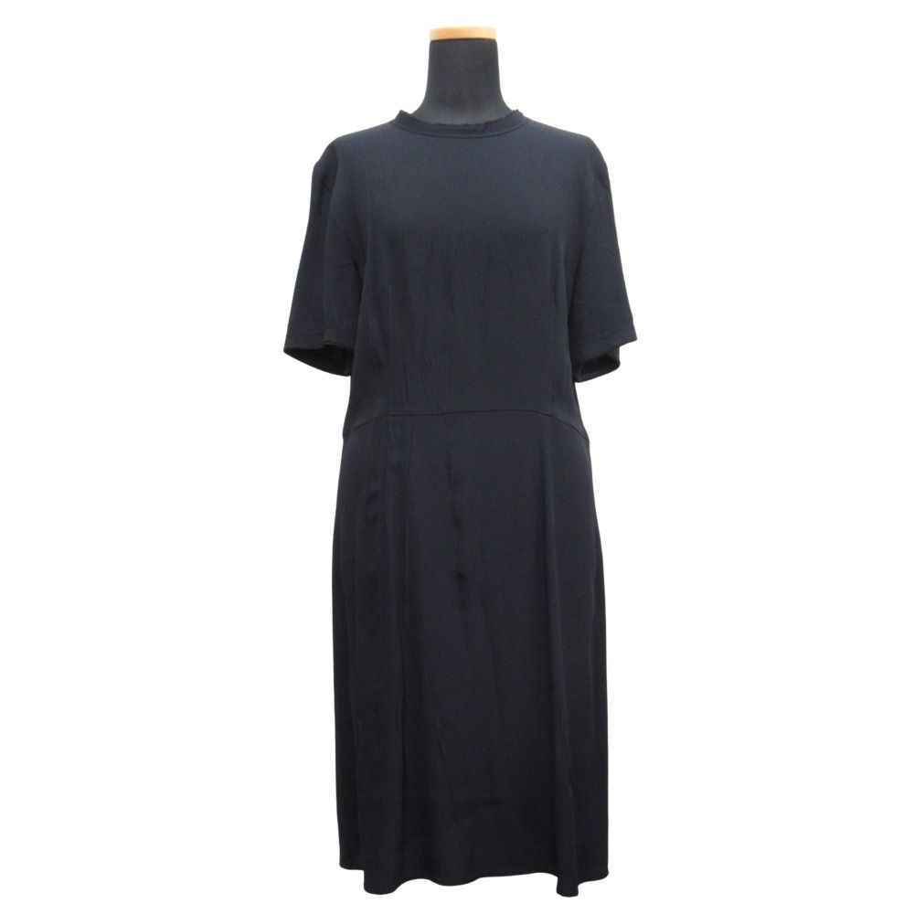 20 AW MARNI マルニ ワンピース ドレス カットソー 半袖 切りっぱなし アーカイブ サイズ40 紺 ネイビー レディース 古着