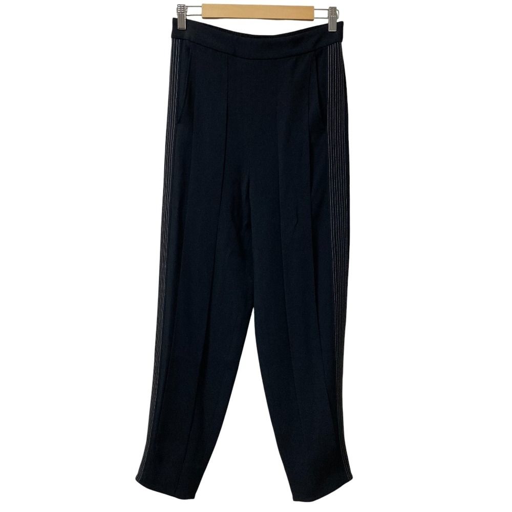 Stella McCartney ステラマッカートニー コントラストステッチ タックパンツ 603685 サイズ36 ブラック レディース 古着