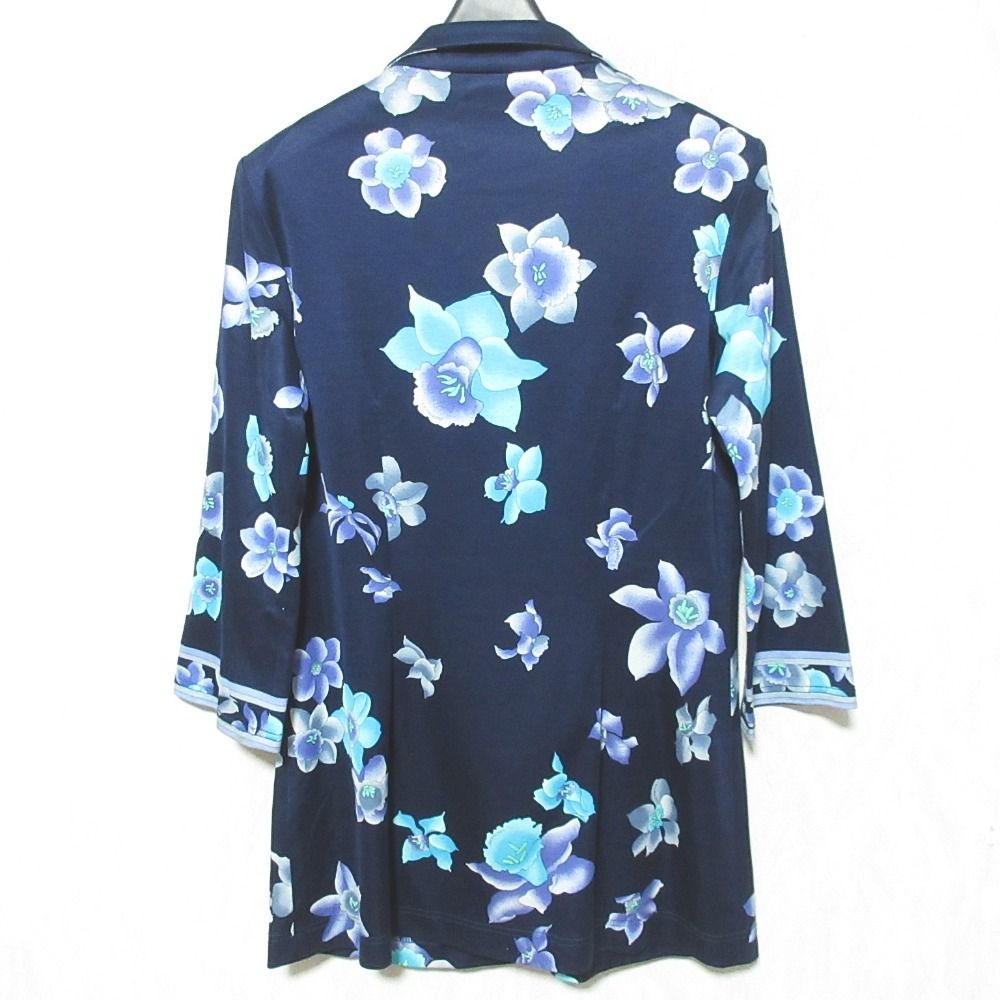 レオナールフラワー バタフライプリント ジャケット ネイビー 良品 LEONARD FASHION レオナールファッション フラワープリント