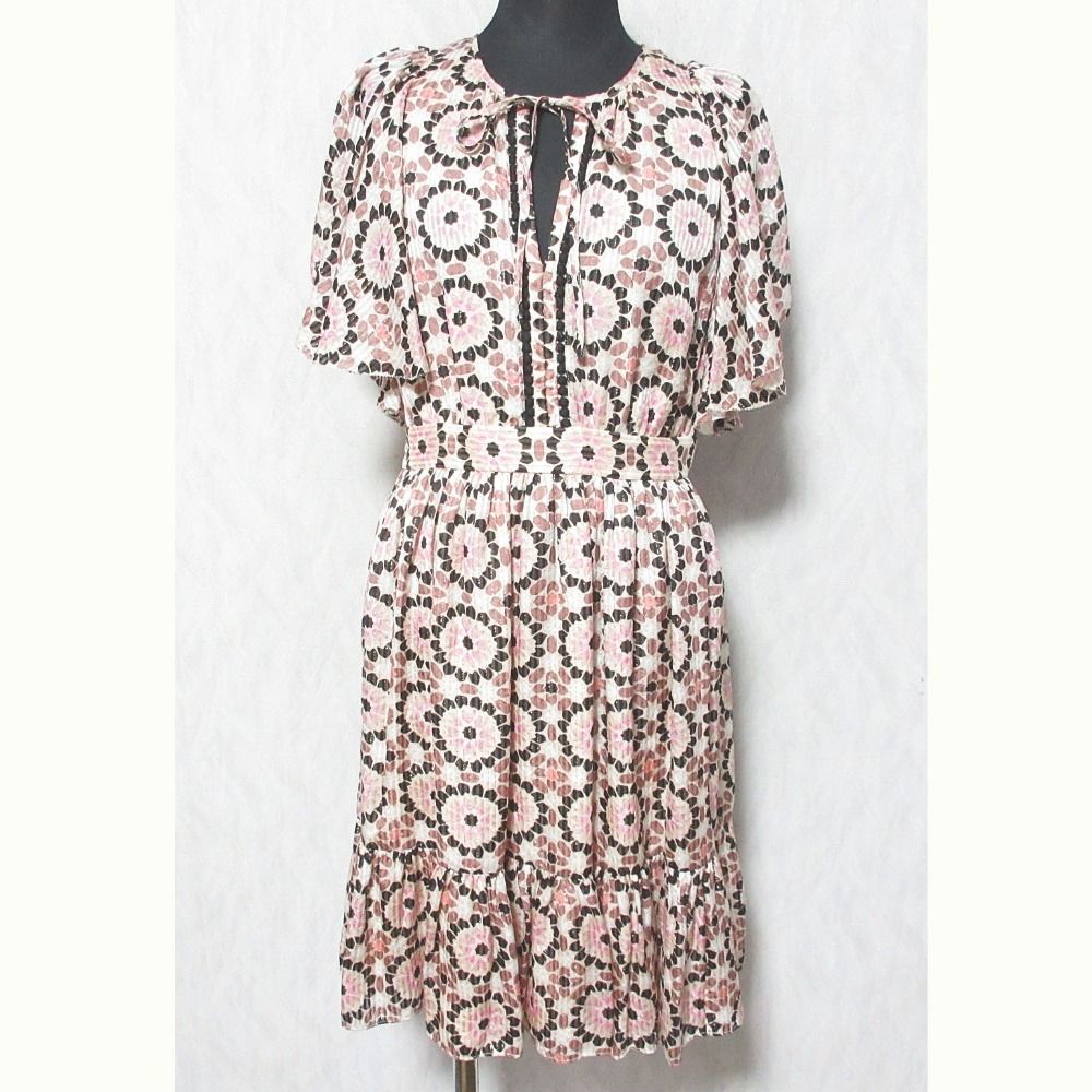 【着用2回】ケイトスペード♡ シルクシフォン♡フローラルドットフレアワンピース 美品 kate spade new york ケイトスペード バイザプール フローラル