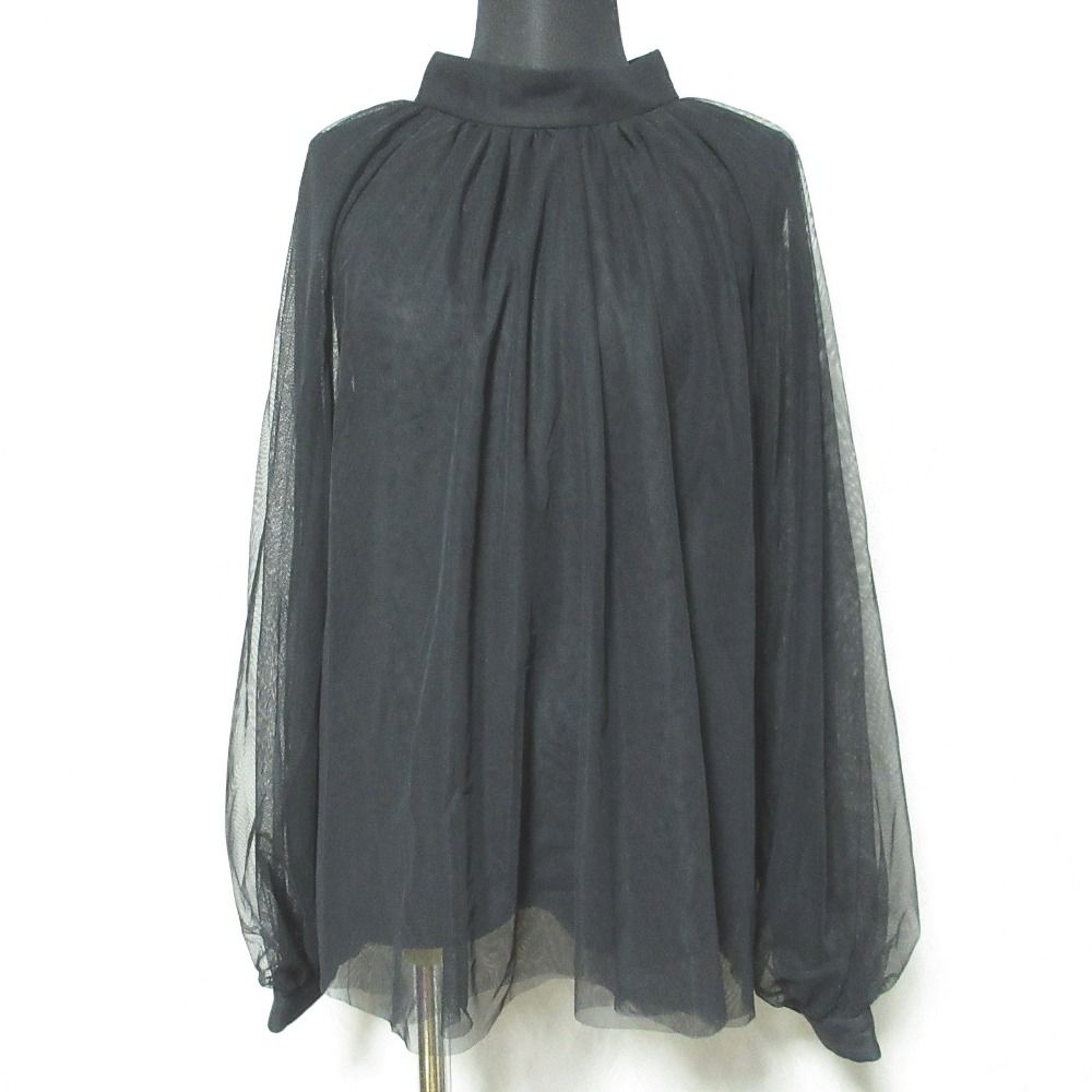 24 AW GRACE グレースコンチネンタル チュールハイネックトップ カットソー サイズ38 ブラック レディース 古着