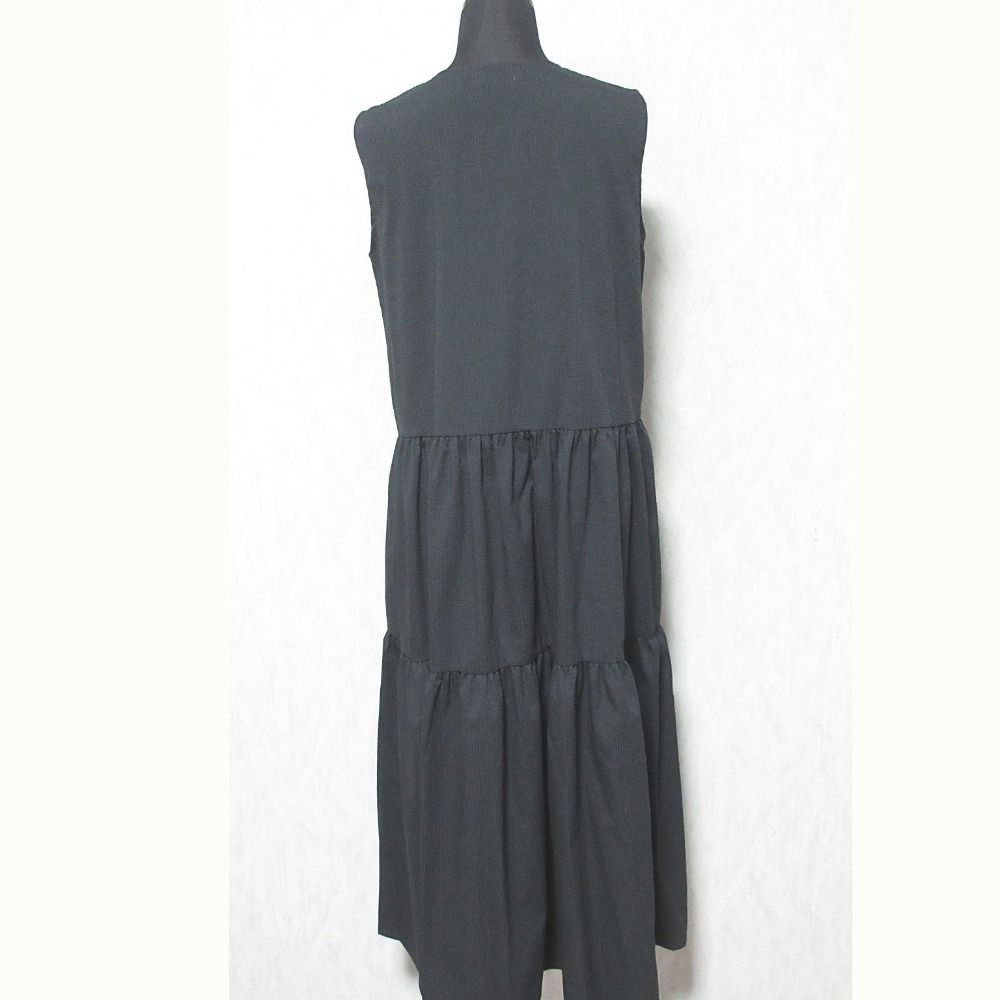 美品 yori ヨリ シアサッカー ノースリーブ ロング ギャザー