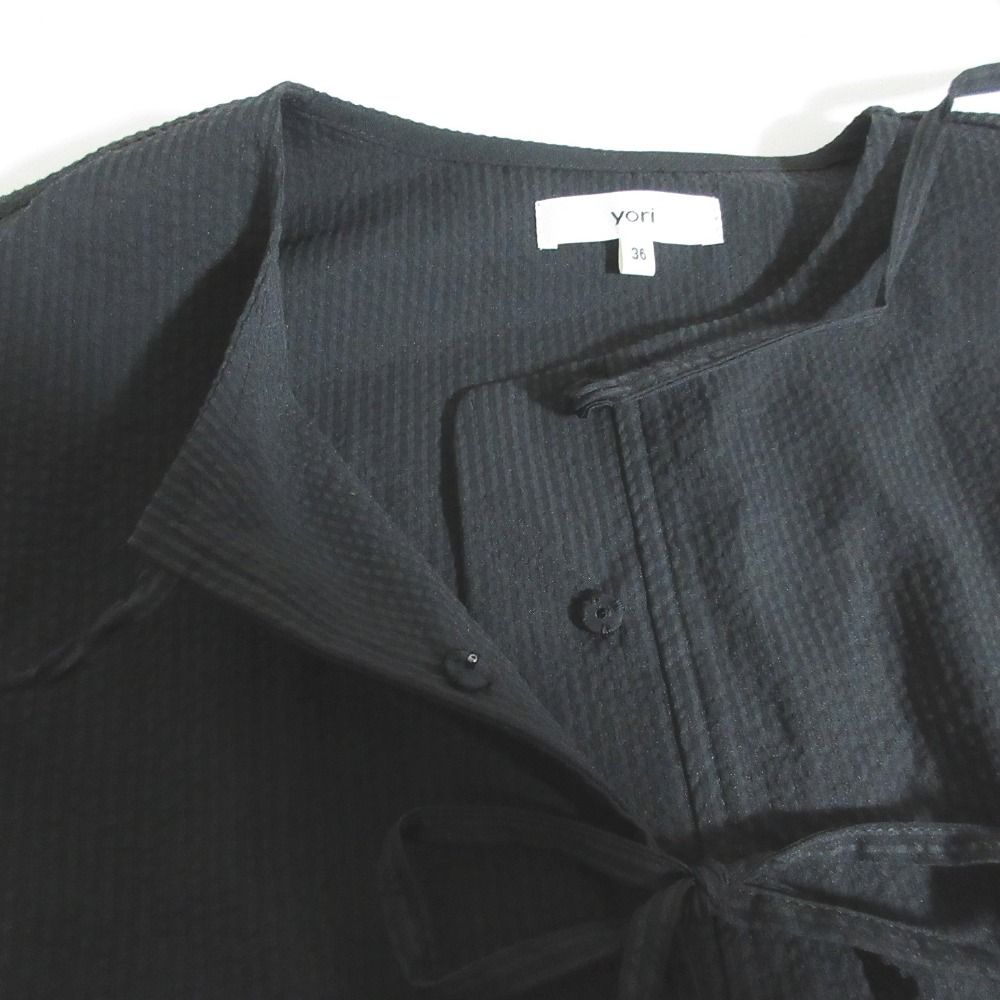 美品 yori ヨリ シアサッカー ノースリーブ ロング ギャザー