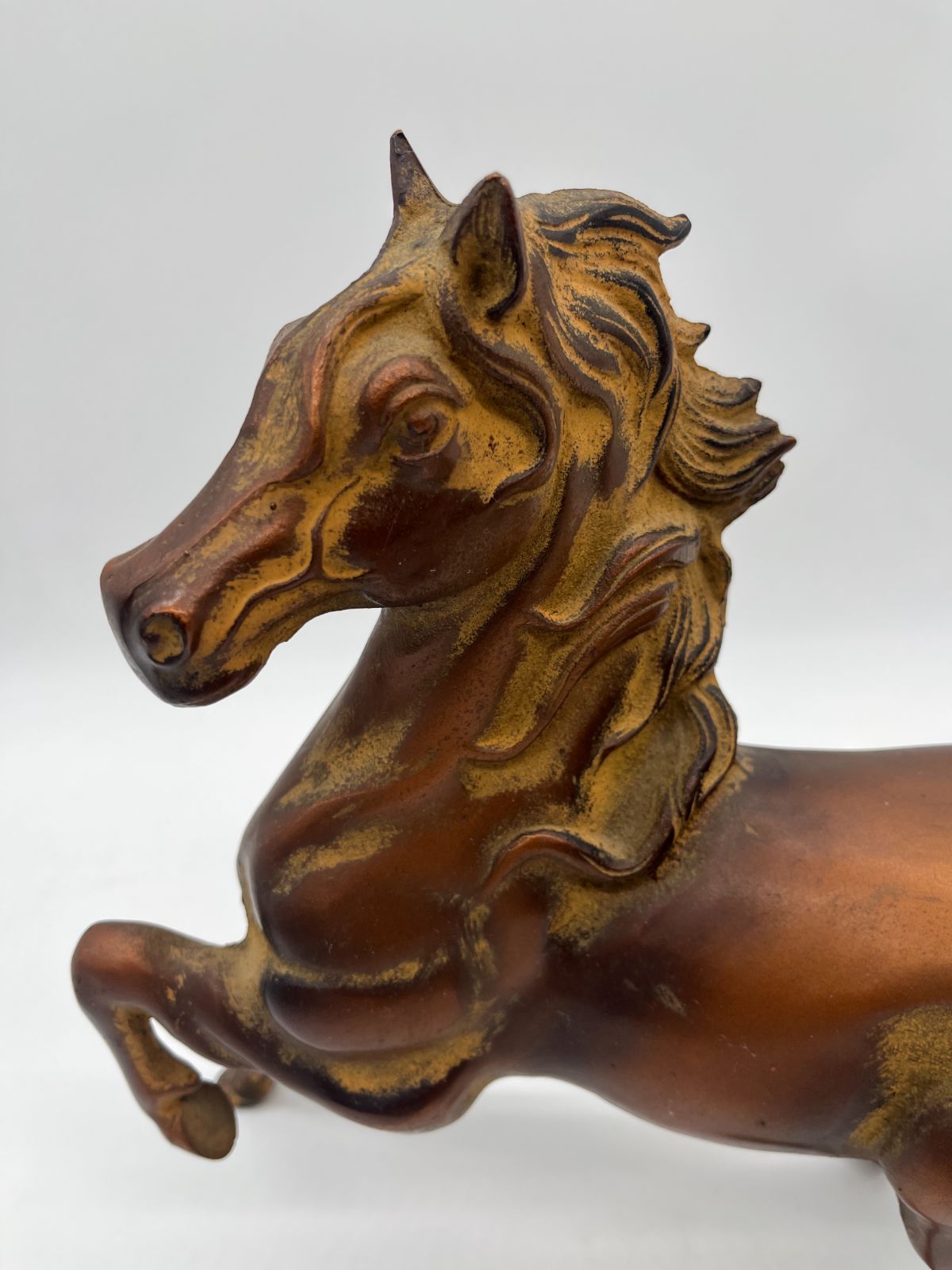 馬の置物 馬 置物 金属 鉄 石 台座付き アンティーク インテリア 昭和