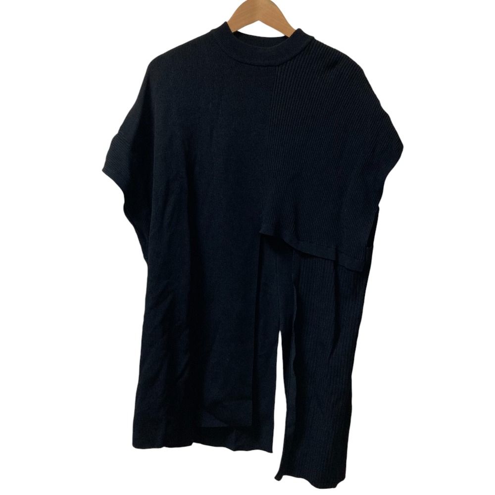 24 SS UN 3 D アンスリード ビッグアシメベスト サイズF ブラック レディース 古着