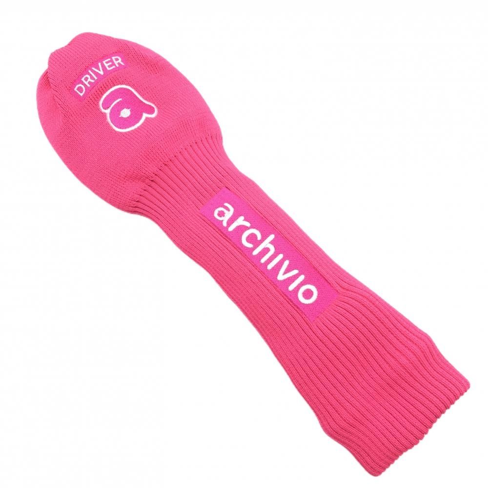 アルチビオ ヘッドカバー DR ピンク×白 ニット ドライバーゴルフ archivio