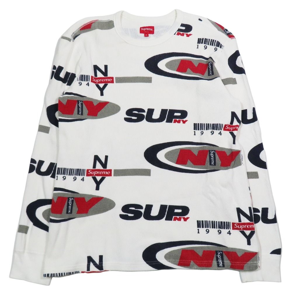 18 AW Supreme シュプリーム NY Waffle Thermal ワッフル サーマル カットソー 長袖 ラウンドネック M ホワイト メンズ 古着