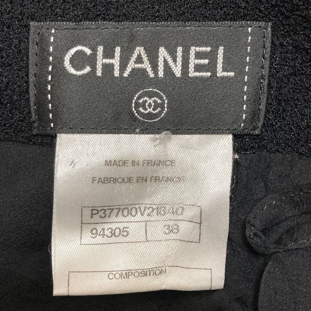 良品 CHANEL シャネル ボックスプリーツ ツイードスカート P37700