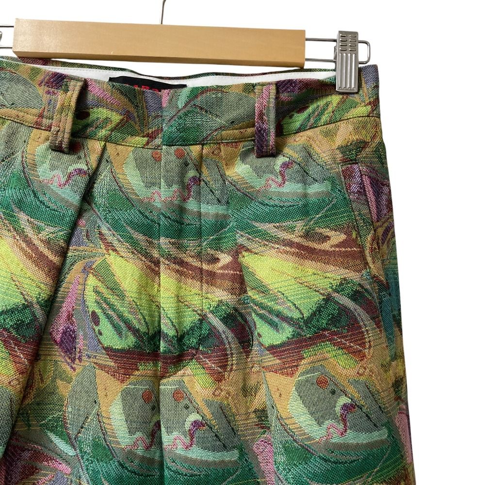 23 SS CABaN キャバン コットンポリエステルジャカード 1タックワイドパンツ 39 04 31 04002 サイズS グリーン レディース 古着