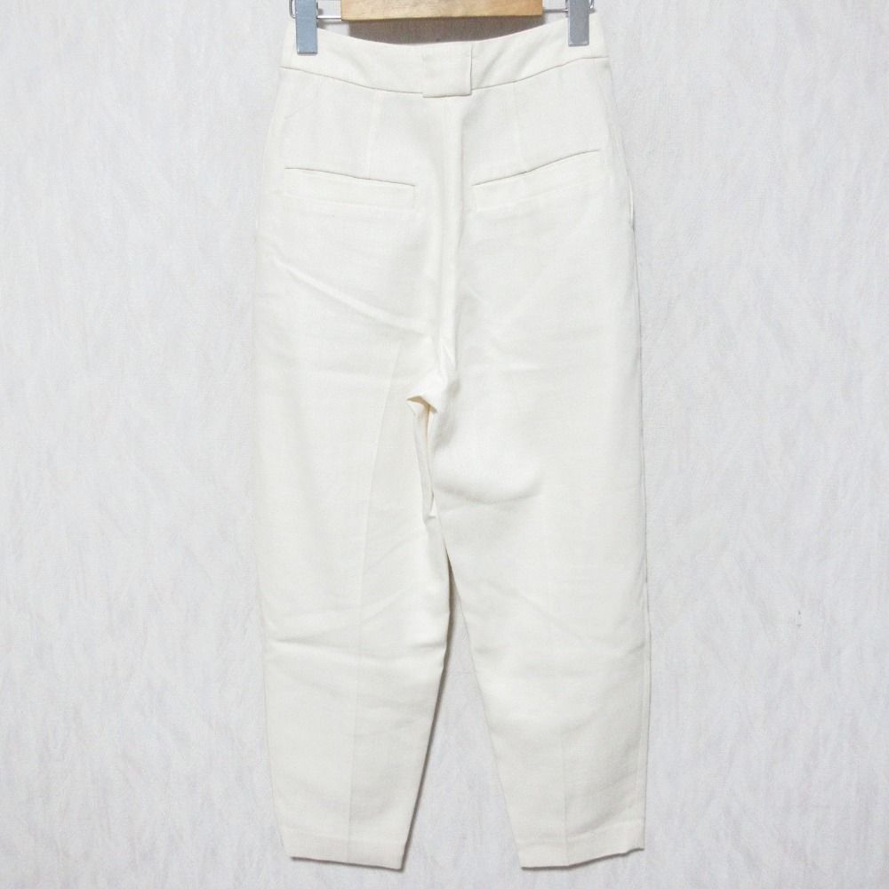 LOHEN ローヘン センタープレス ベルテッド バレルパンツ LH 23 MS PT 062 サイズ36 ホワイト レディース 古着