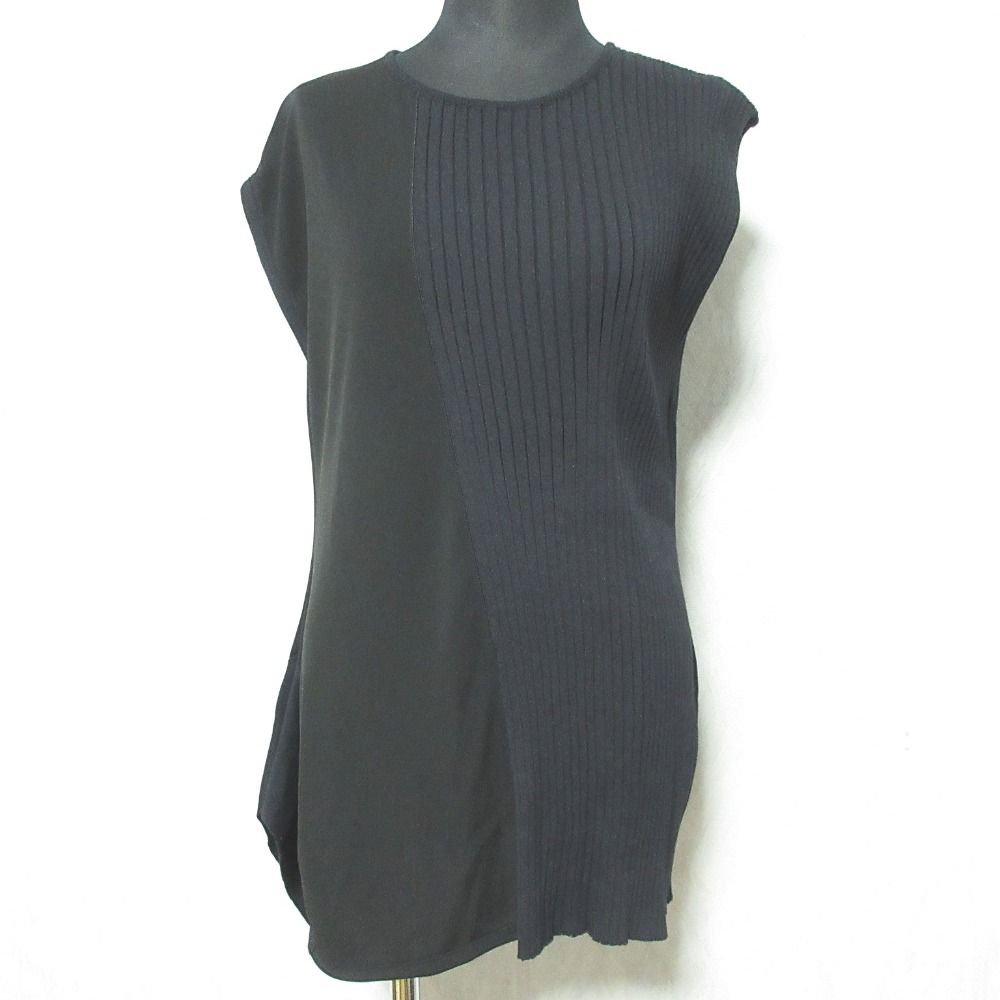 LANVIN ランバン アシンメトリードッキングカットソー サイズ38 ブラック レディース 古着