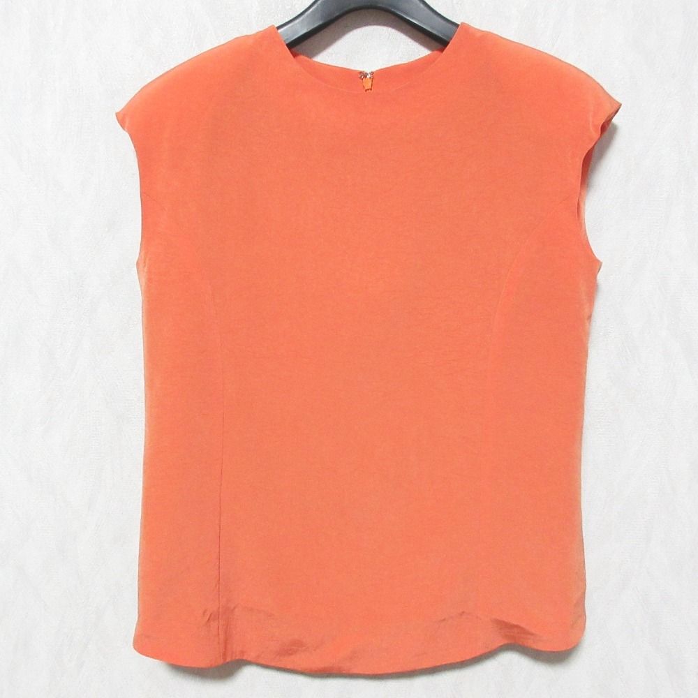 BORDERS at BALCONY ボーダーズアットバルコニー ノースリーブブラウス BD 2411-3 Q-55 サイズ36 オレンジ レディース 古着