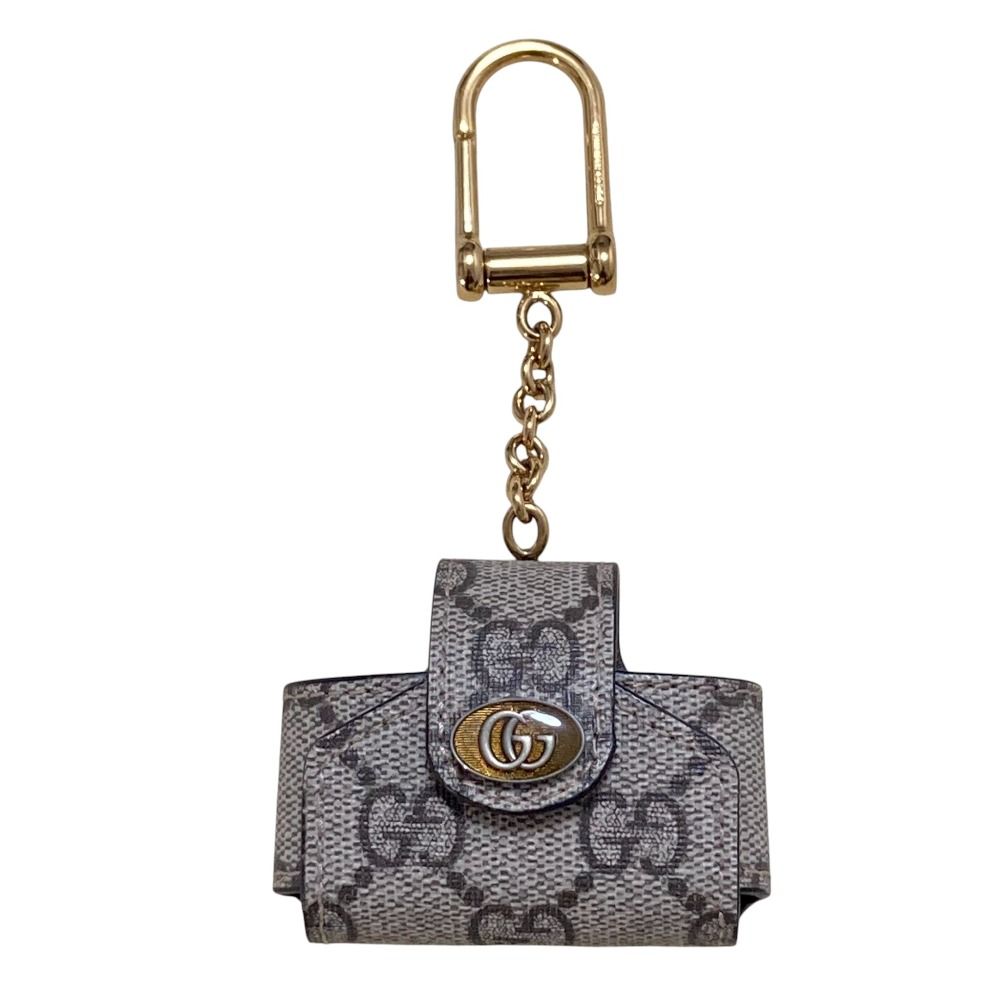 GUCCI グッチ GGスプリーム AirPods ケース ベージュ×ゴールド金具 メンズ レディース 古着