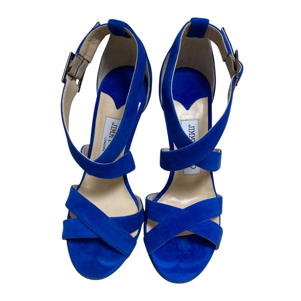 JIMMY CHOO ジミーチュウ クロスストラップ スエード ヒール サンダル サイズ36 約23 cm ブルー レディース 古着