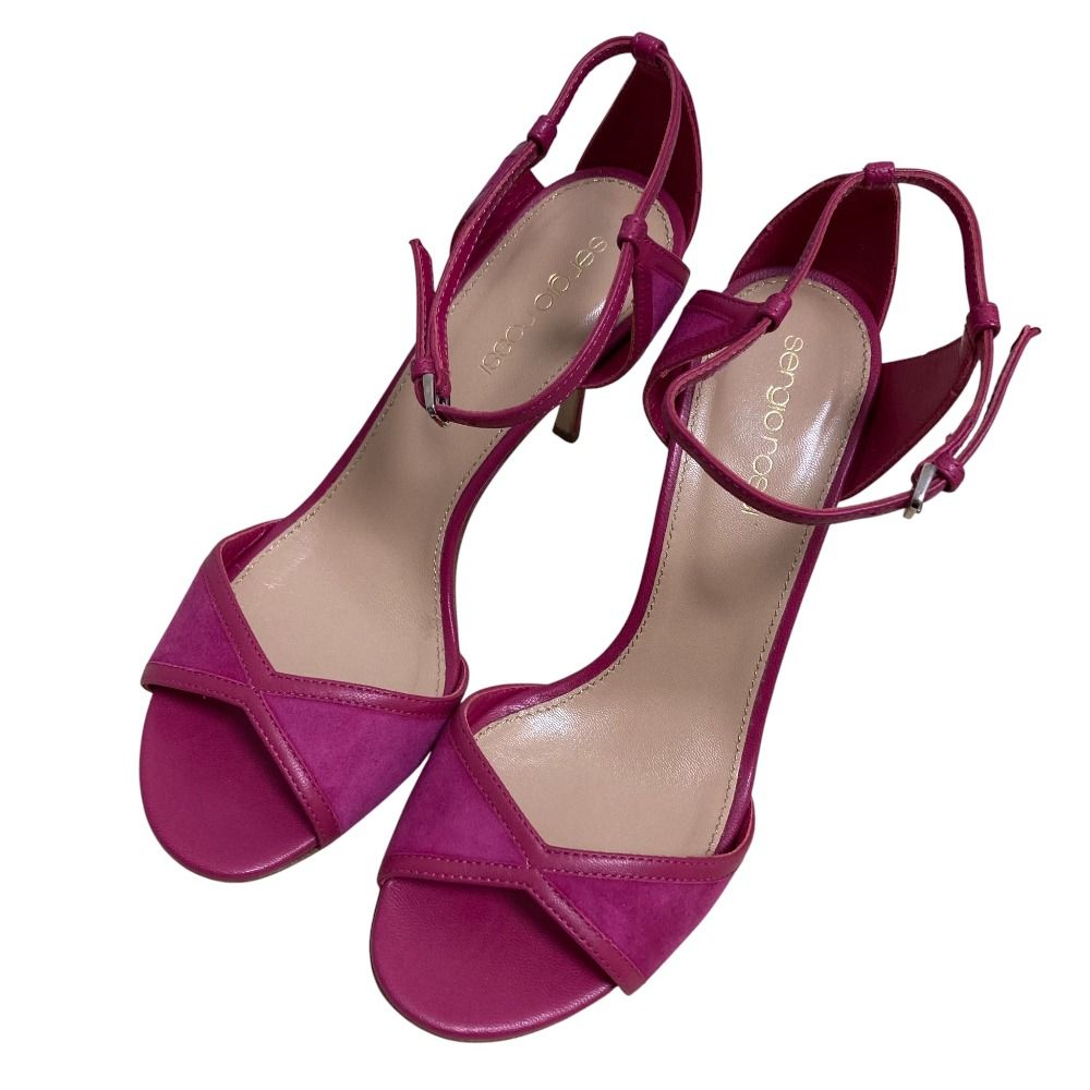 Sergio Rossi セルジオロッシ ストラップ スエード ヒール サンダル サイズ36 約23 cm ピンク レディース 古着