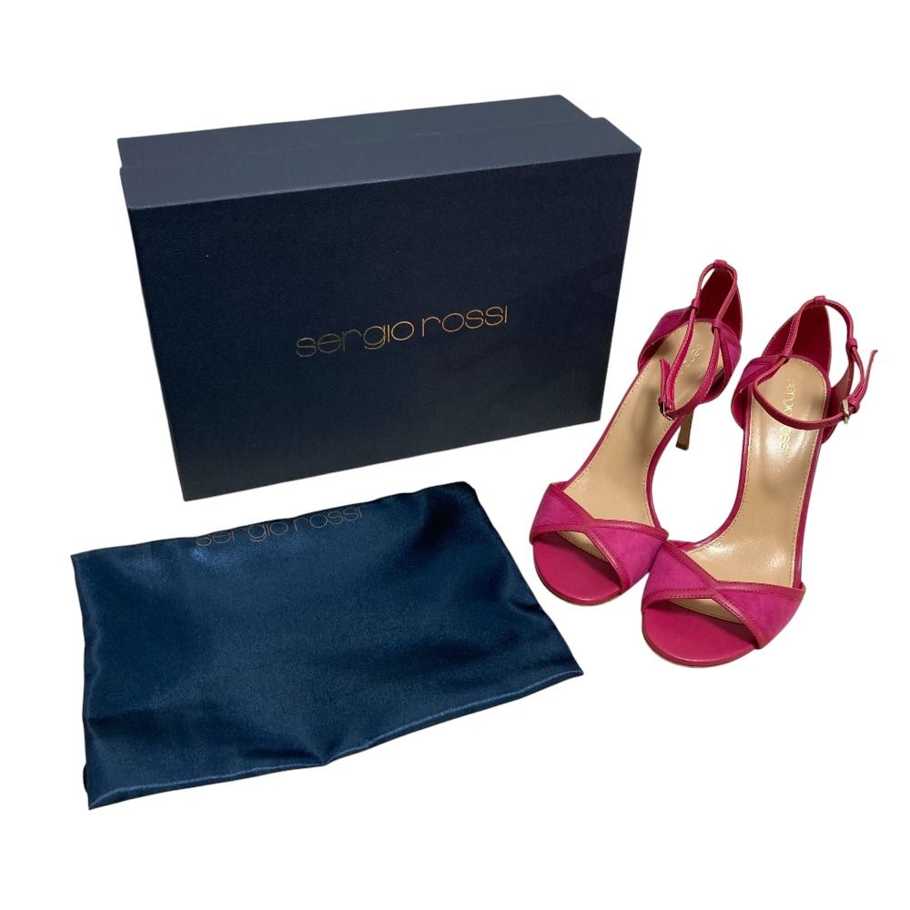  Sergio Rossi セルジオロッシ ストラップ スエード ヒール サンダル サイズ36 約23 cm ピンク レディース 古着 サンダル サンダル ミュール