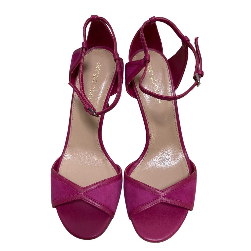 Sergio Rossi セルジオロッシ ストラップ スエード ヒール サンダル サイズ36 約23 cm ピンク レディース 古着