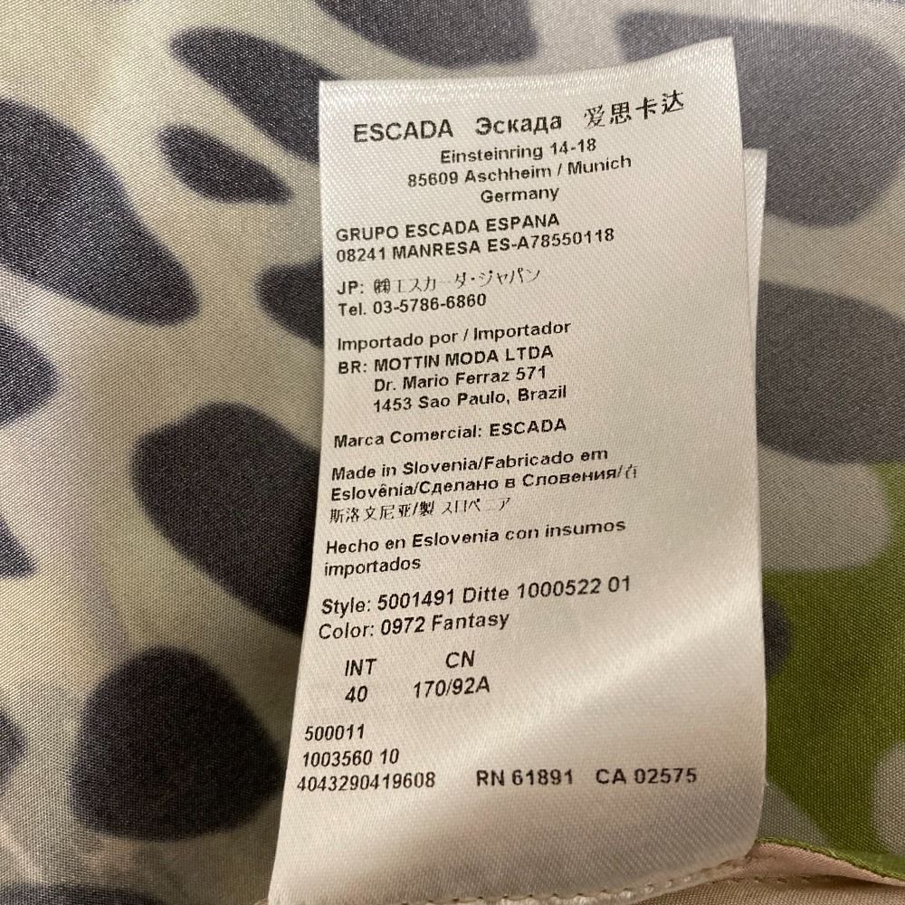 良品 ESCADA エスカーダ 総柄 シルク ドレス ワンピース サイズ40