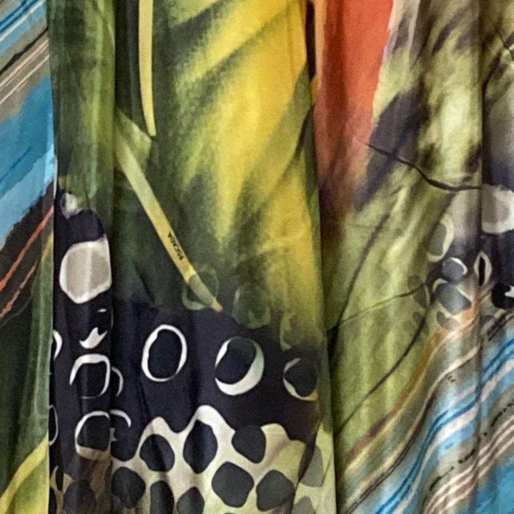 良品 ESCADA エスカーダ 総柄 シルク ドレス ワンピース サイズ40