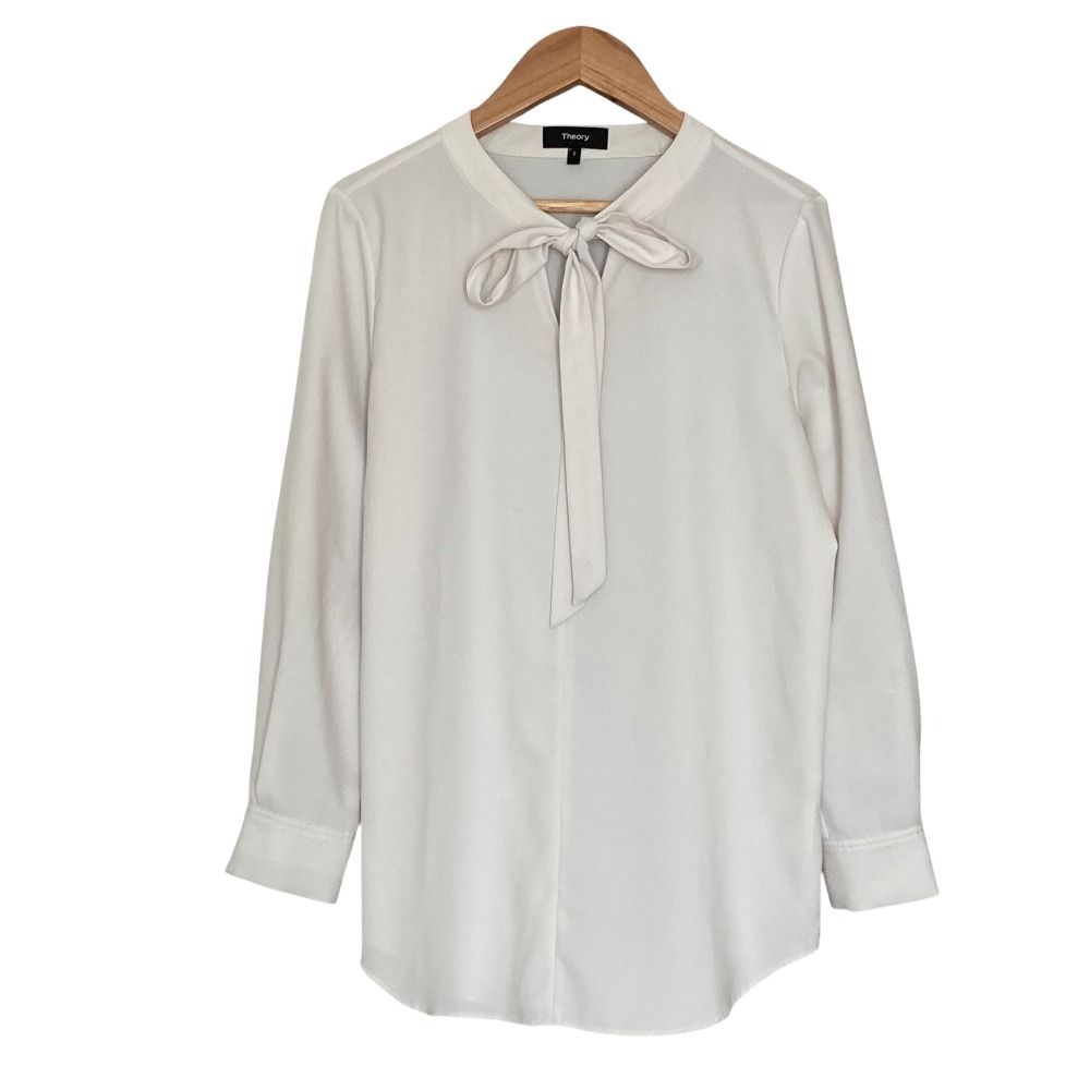【美品】Theory ボウタイ ブラウス Shallow GGT Kimly 良品 Theory セオリー SHALLOW GGT KIMLY S 長袖 ボウタイ シャツ