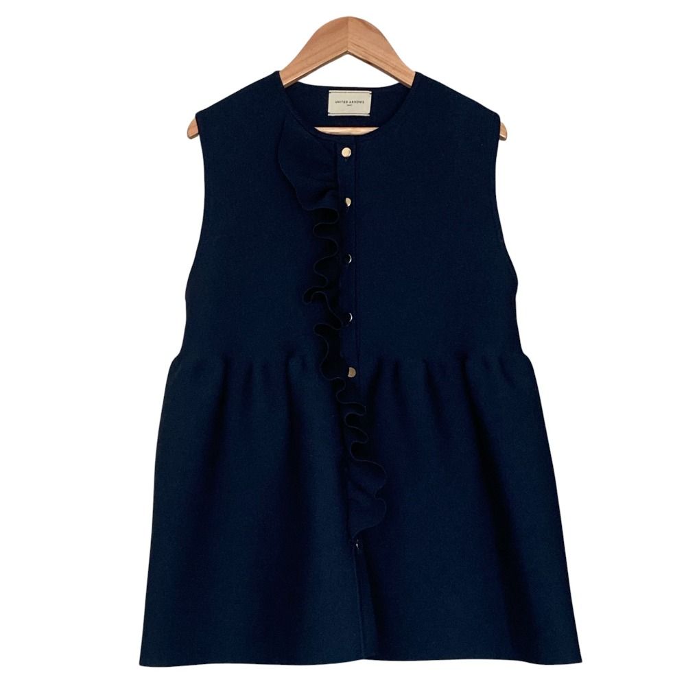 美品 UNITED ARROWS ユナイテッドアローズ P フリル ニットベスト ジレ