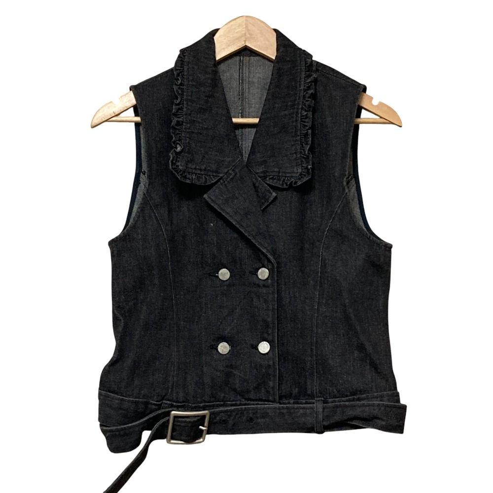 美品 PINK HOUSE ピンクハウス フリル ダブルブレスト デニム ジレ