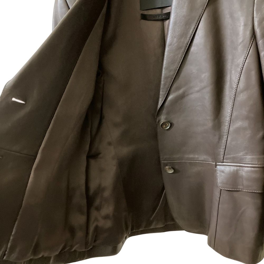 高級　ロエベ 　ラムレザー　テーラードジャケット 　　　　大きいサイズ　ブラウン 美品 LOEWE ロエベ ラムレザー テーラードジャケット サイズ42