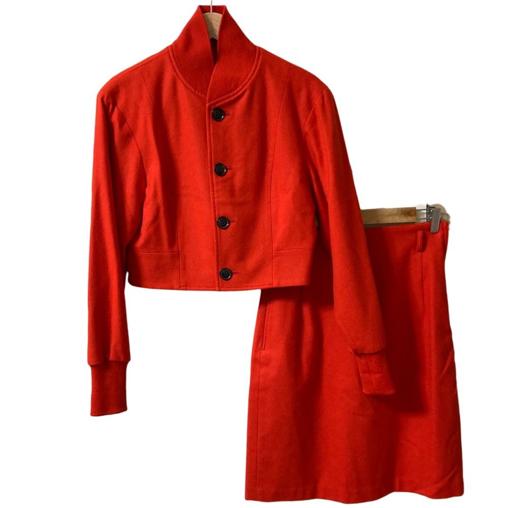 Y s ワイズ ヨウジヤマモト ヴィンテージ ウールクロップドジャケット スカート セットアップ レッド レディース 古着
