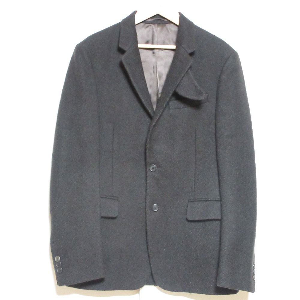 PRADA プラダ ウール モヘア エルボーパッチ シングル テーラードジャケット サイズ48 R ブラウン メンズ 古着