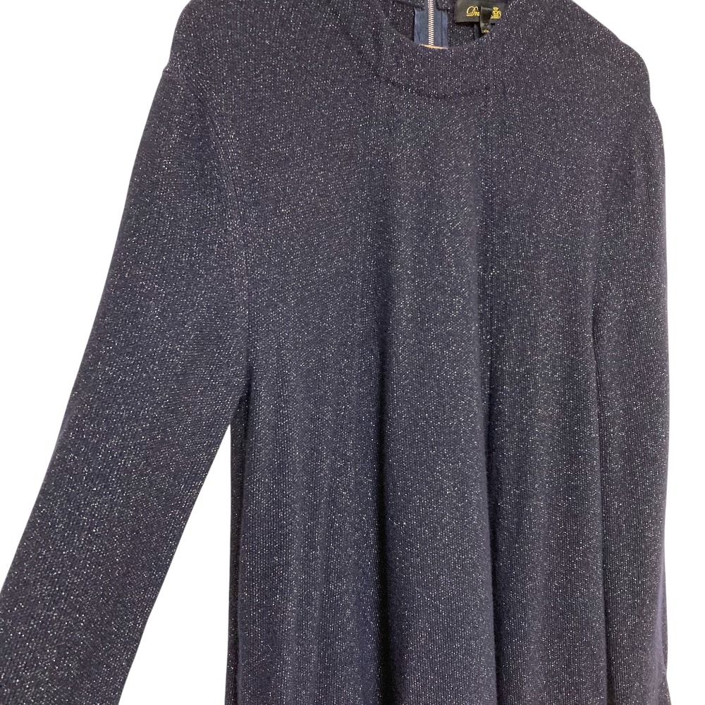 Drawer ドゥロワー ラメミラノフリンジワンピース 6526 299 0875 サイズ1 ネイビー レディース 古着