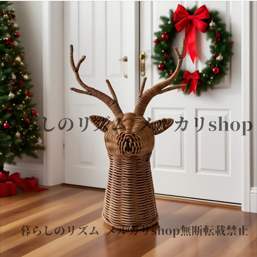 オブジェ 置物 ラタン編み 鹿の頭 ホームデコレーションオーナメント ホテル 家庭 装飾 デコレーション シンプル ナチュラル 鹿 動物デザイン カフェ リビング 寝室 玄関先 北欧 モダン インテリア装飾