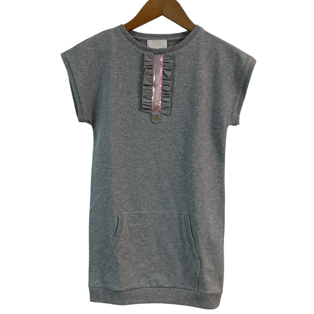 GUCCI　グッチ　グレー　ロゴ　トレーナー　ワンピース　キッズスウェット 美品 GUCCI グッチ スパンコール装飾 GG スウェット ワンピース キッズ