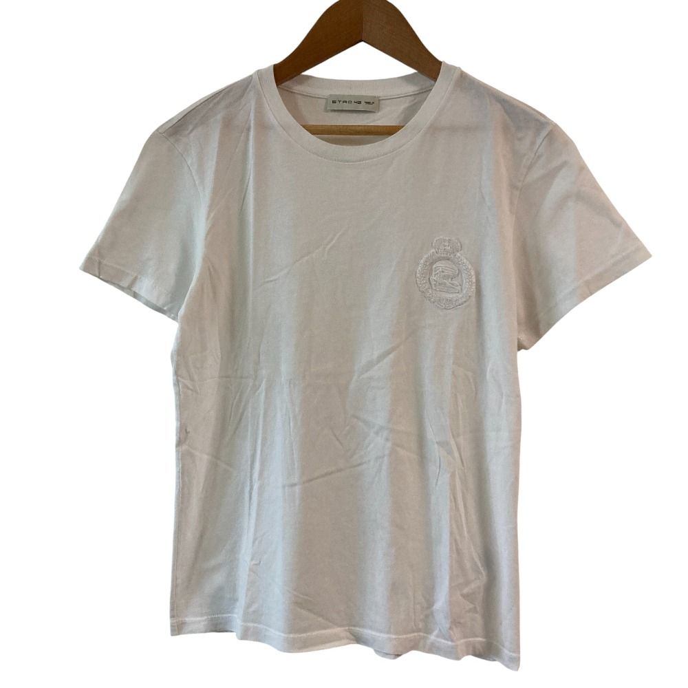ETRO エトロ ロゴエンブロイダリー Tシャツ サイズ ホワイト レディース 古着